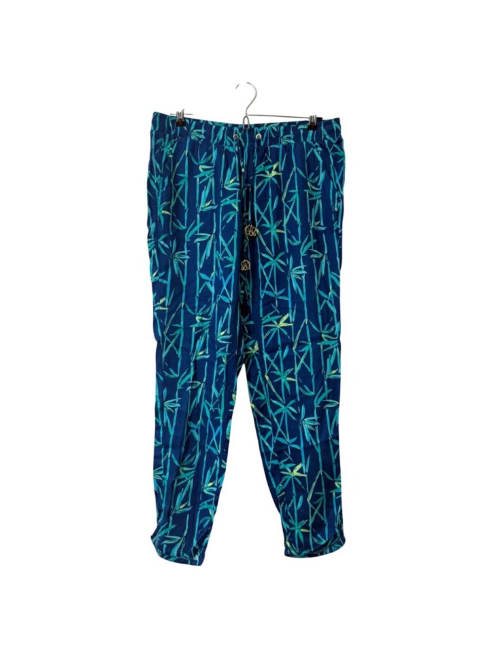 Lilly Pulitzer Blue Green Bamboo Blouse Pant Set Womens Size XS/S - Picture 8 of 13